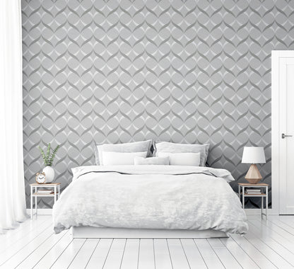 Metallic Ogee Silver Wallpaper image 5