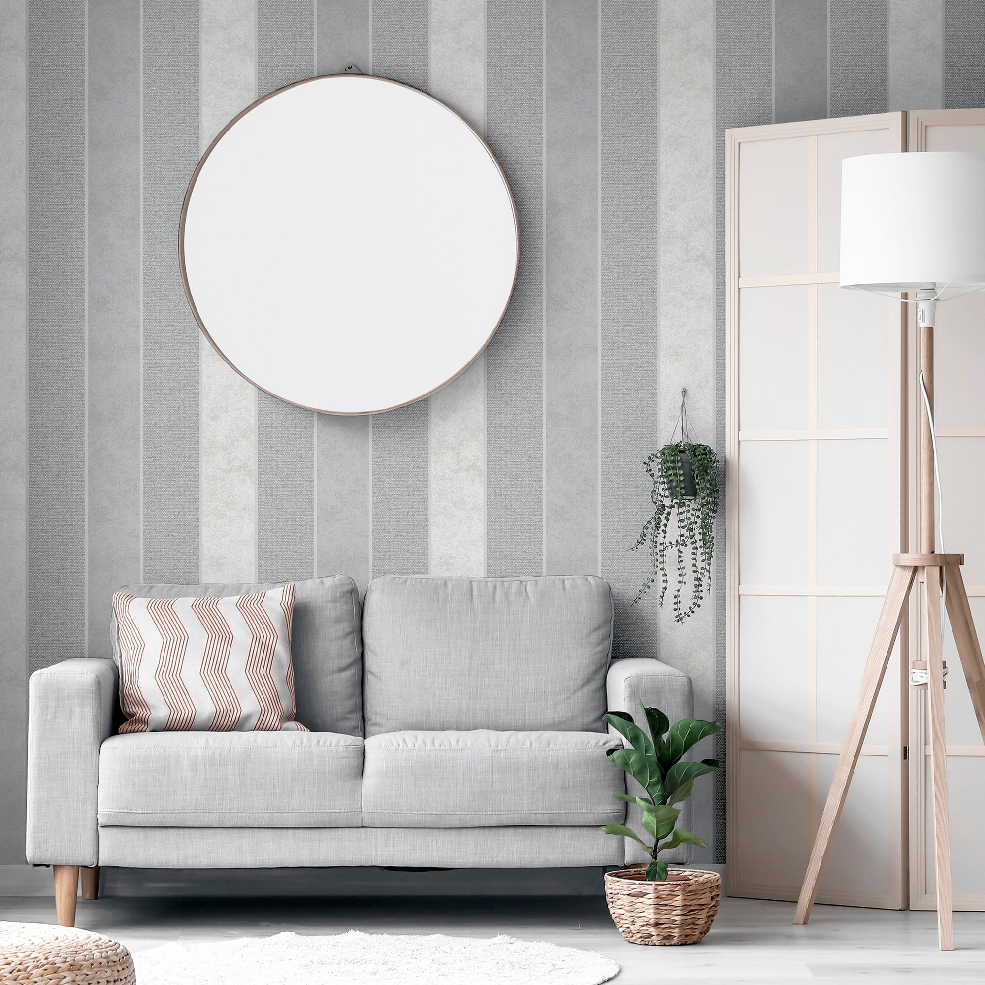 Calico Stripe Grey Wallpaper image 3