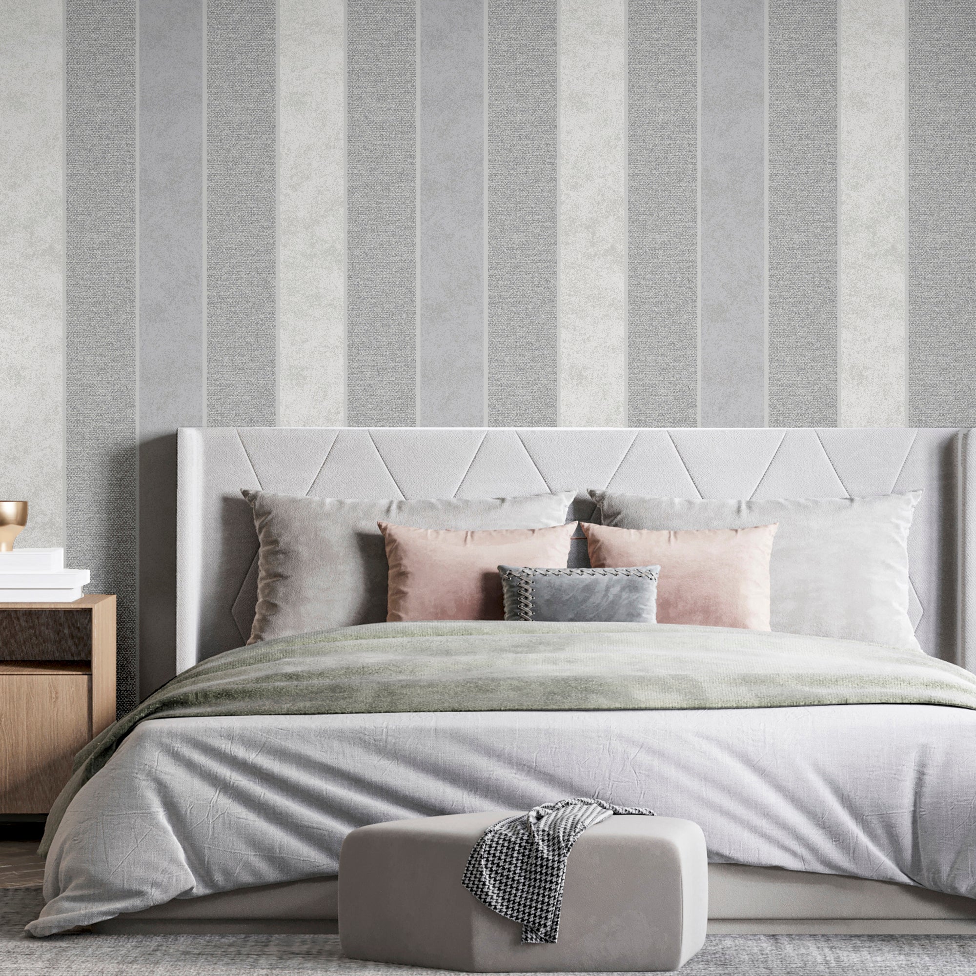 Calico Stripe Grey Wallpaper image 4