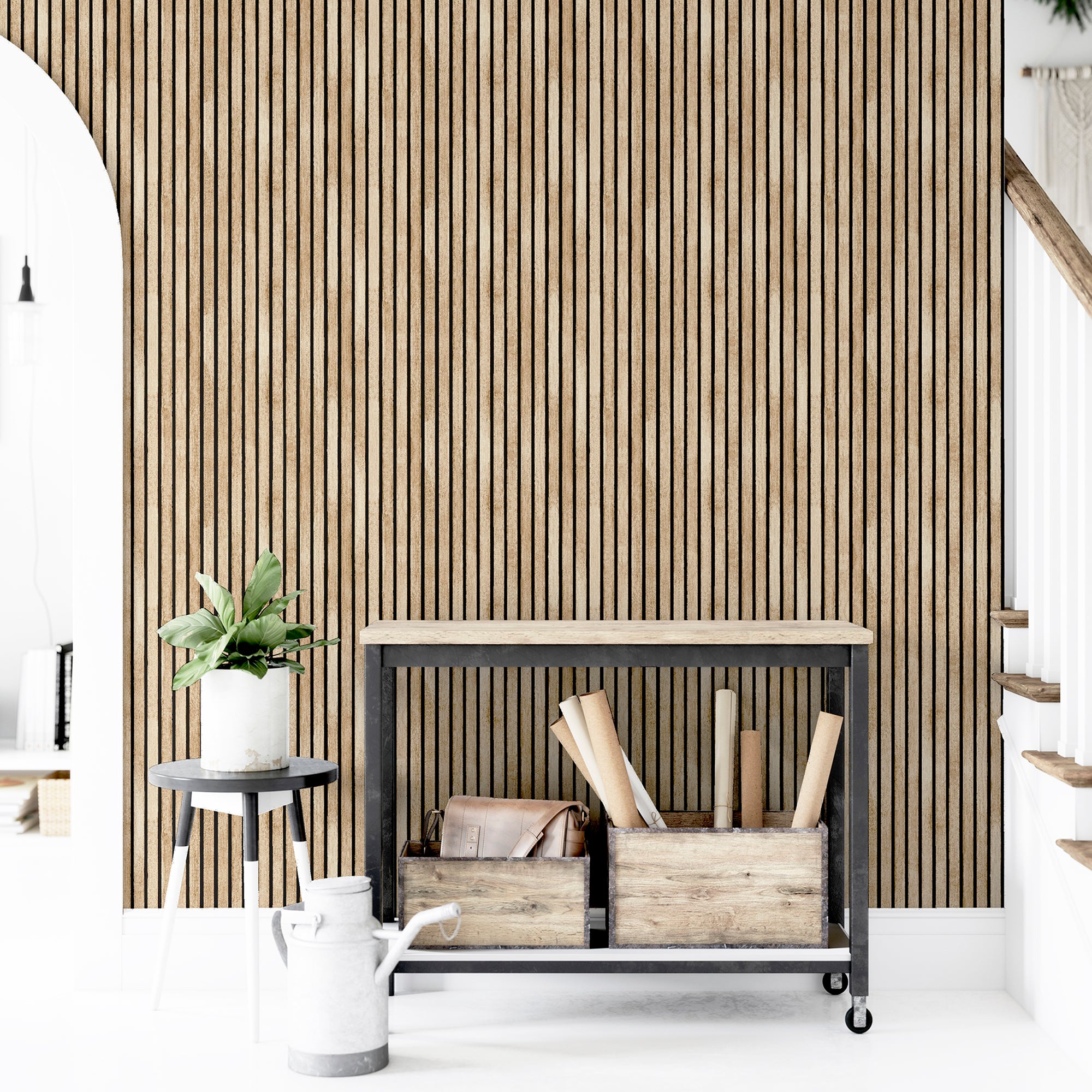 Wood Slats Natural Wallpaper image 5