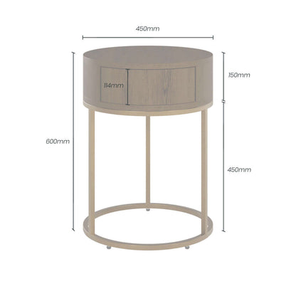 Hampton Bedside | Round Wooden | Brown