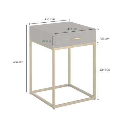 Hampton Bedside | Grey Shagreen
