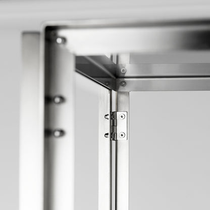 Close-up of sleek metal frame from Kristina Dam Studio's Foldable Shelf, epitomizing luxury furniture with modern design elements.