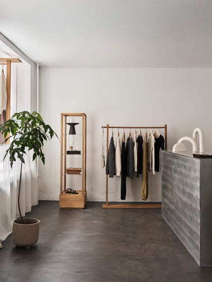 Minimalist room with modern Japanese Cabinet M, luxury designer furniture, oak frame, and curated home furnishings collection.