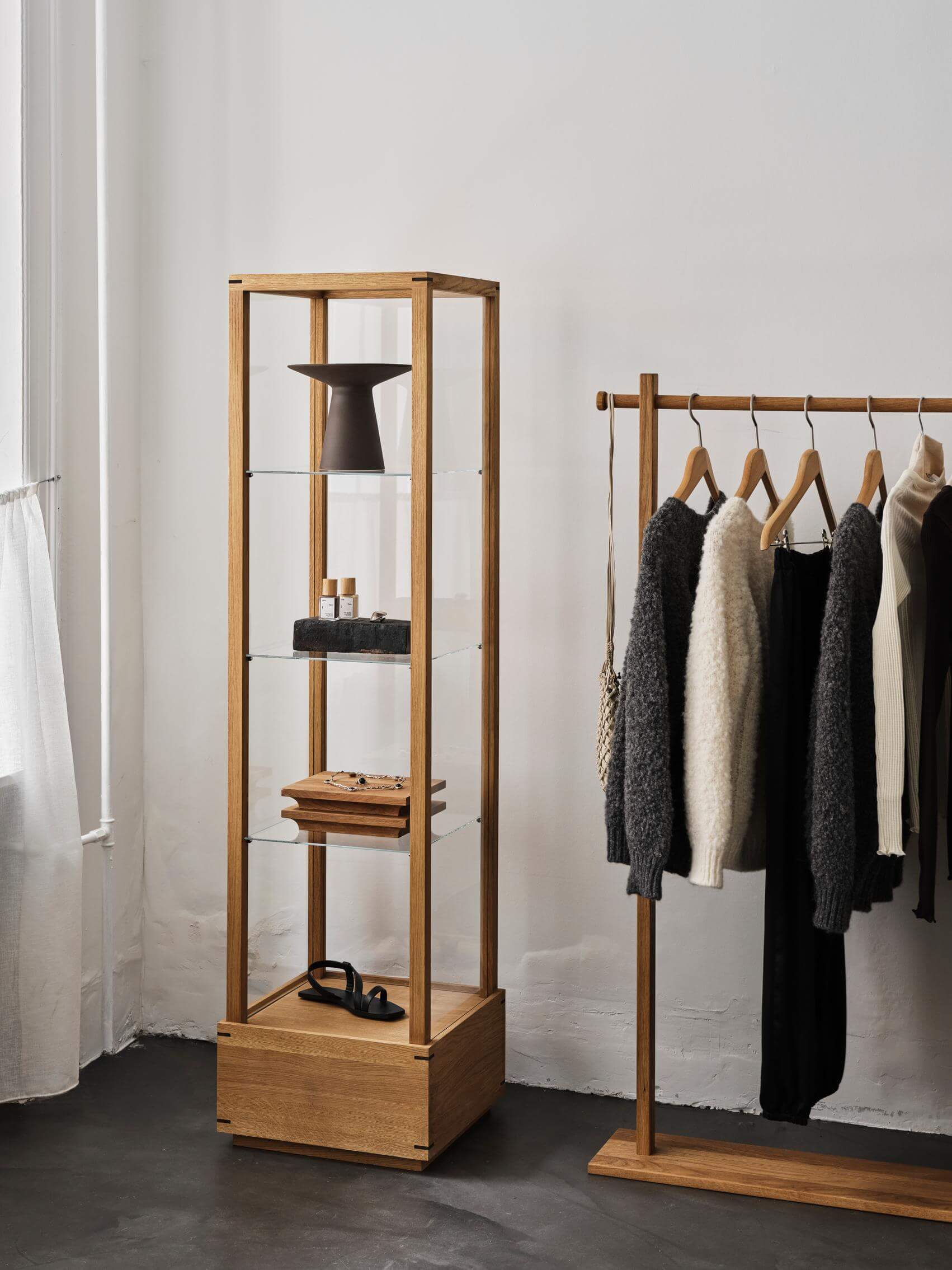 Japanese Cabinet M – Luxury Furniture with sleek oak and glass design, perfect for modern and minimalist interiors, premium home decor.