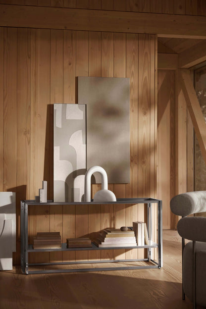 Foldable Console in brushed stainless steel, ideal for modern spaces. Luxury, designer, and modern furniture for premium home decor.