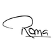 Stylized handwritten text spelling "Roma" on a white background.