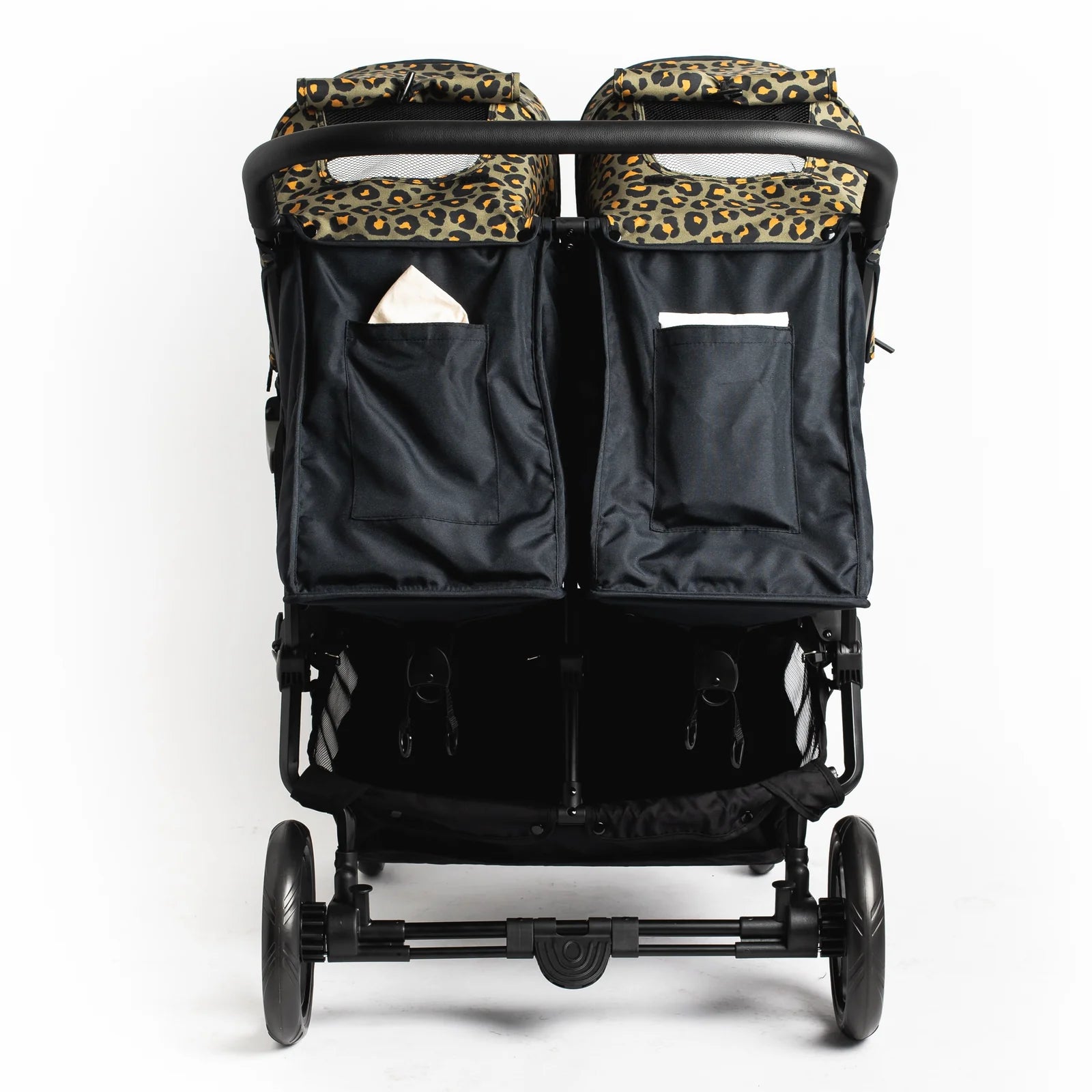 Roma Gemini 2 Base stroller, black with leopard print, luxury and modern design for stylish parents, premium home furnishings.