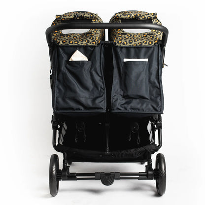 Roma Gemini 2 Base stroller, black with leopard print, luxury and modern design for stylish parents, premium home furnishings.