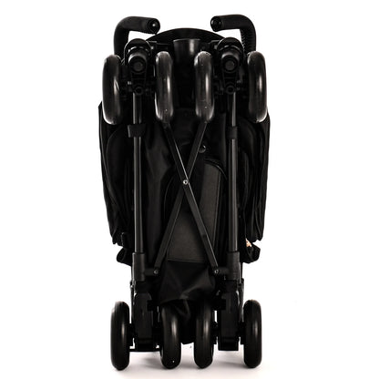 Compact Roma Rizzo 2 Teddy Cream stroller folded, perfect for luxury travel and city strolls. Lightweight designer furniture for premium homes.