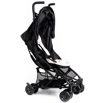Roma Rizzo 2 – Teddy Cream Stroller, lightweight modern luxury furniture for stylish parents, black design, perfect for travel and city use.