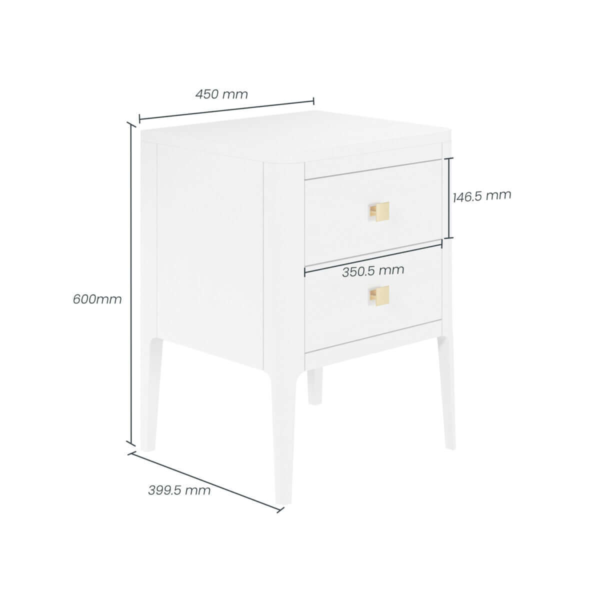Abberley Bedside | White | 2 Drawers