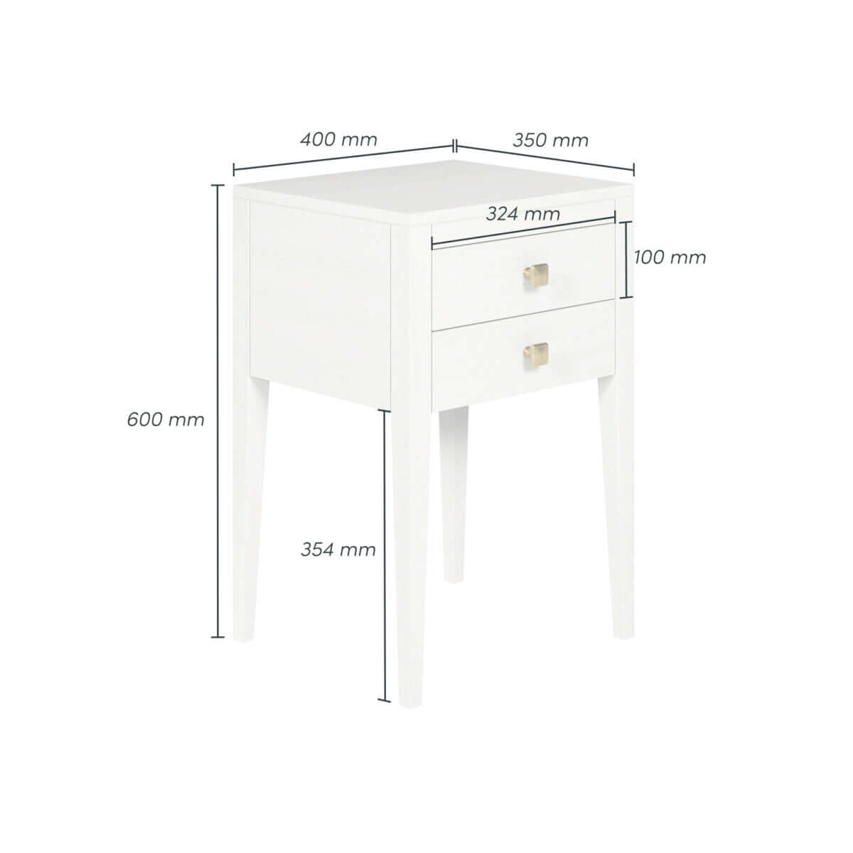 Radford Bedside | White | 2 Drawers