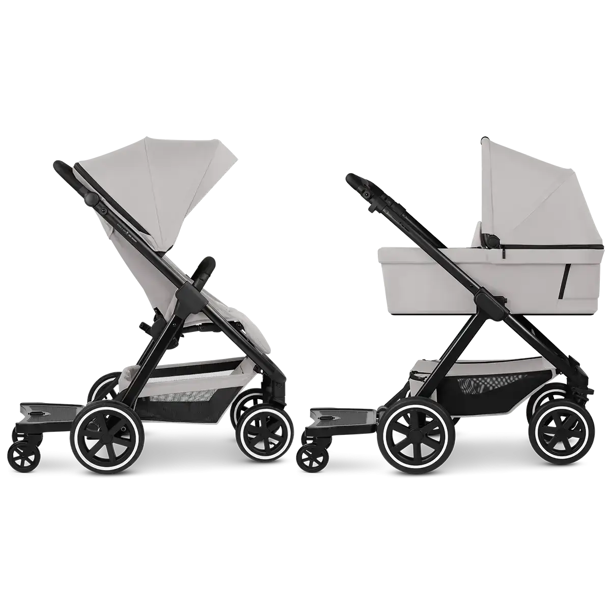 ABC Design Kiddie Ride On 2 Board in black attached to strollers, featuring luxury and modern furniture design for premium home decor.