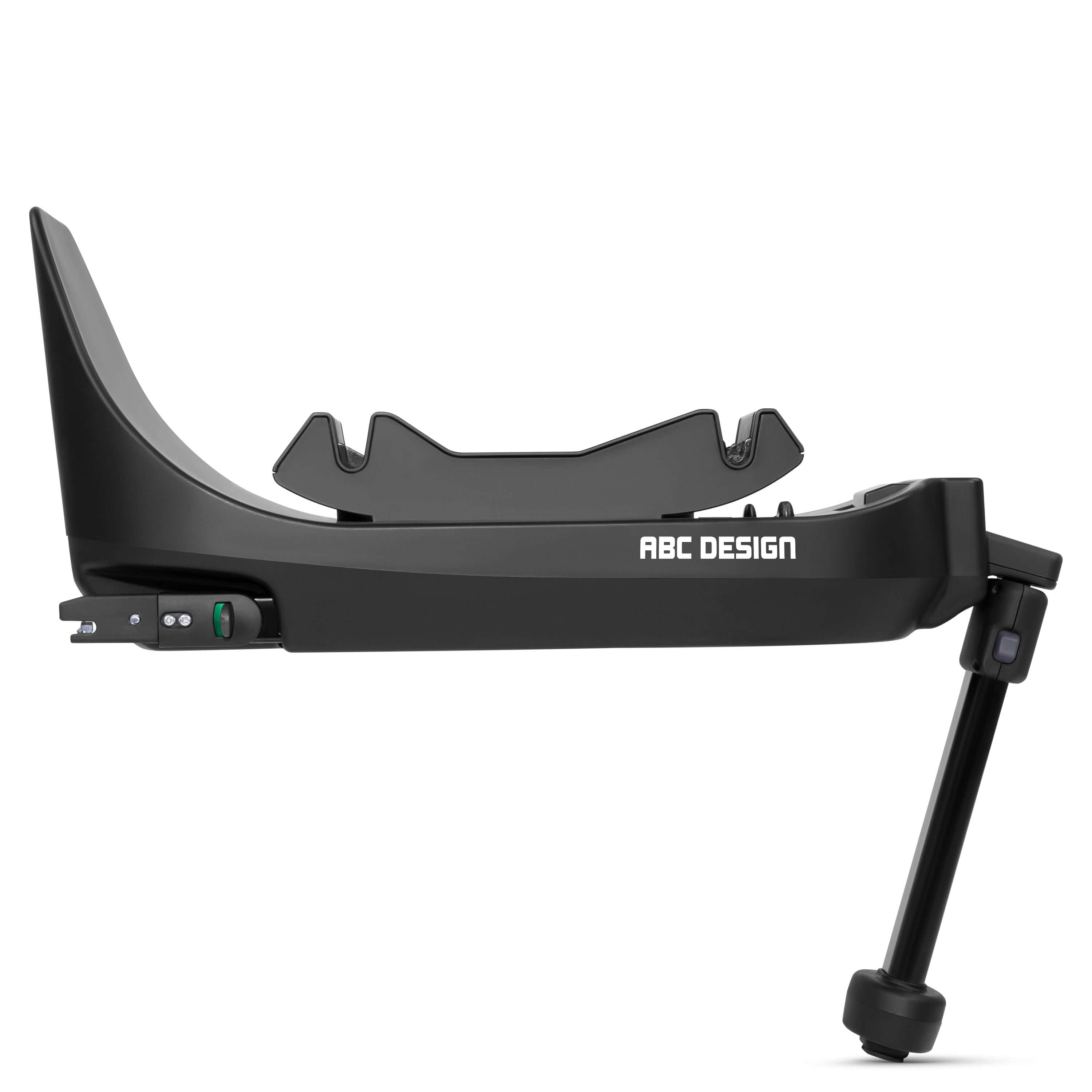 ABC Design Isofix Base Root - Black luxury car seat base with height adjustable leg and 360° rotation for Tulip and Lily seats.